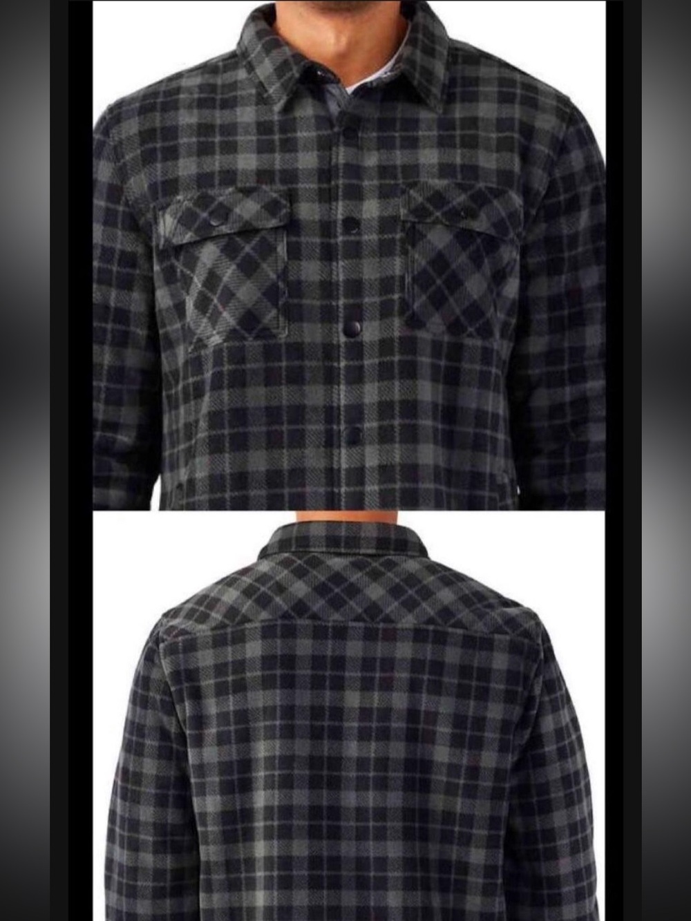 NWT Voyager soft plush lining flannel shirt jacket black & gray